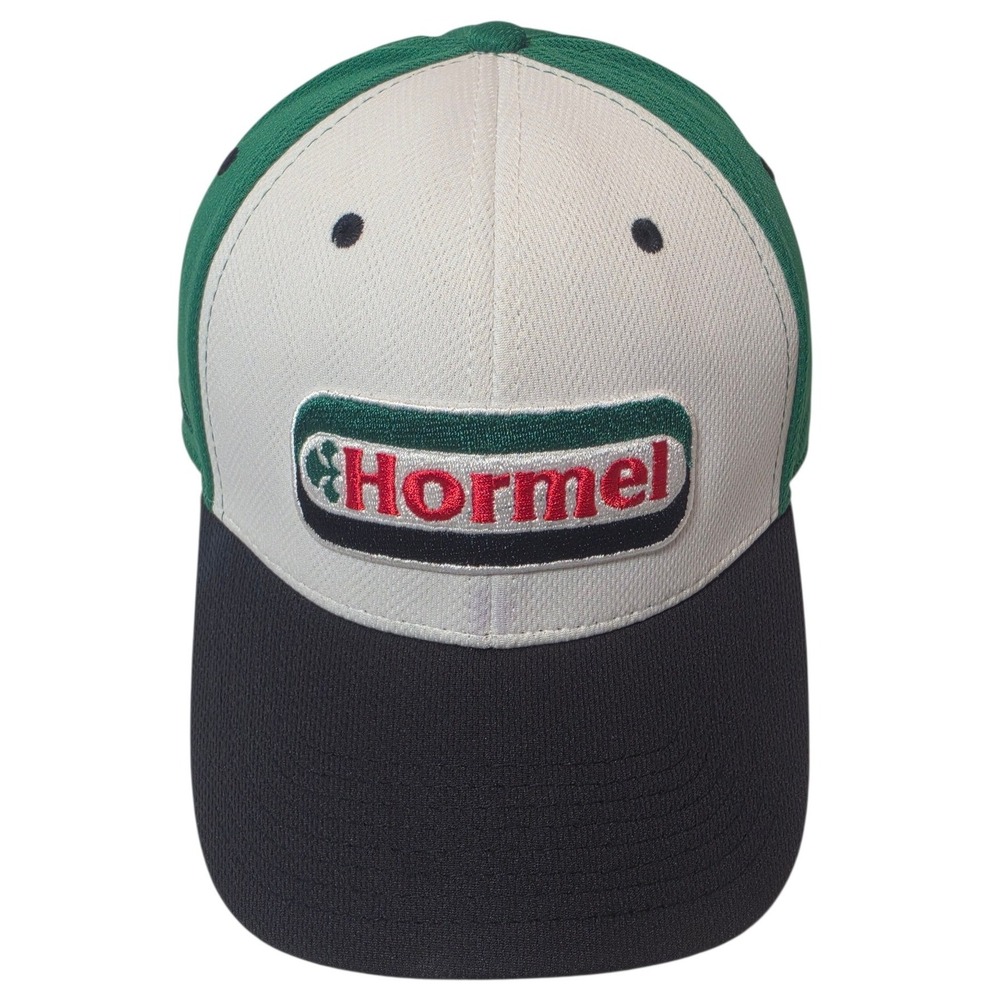 Pukka Hormel Foods Hat Mens S/M Green White Black‎ A-Flex Stretch Fit Mesh Cap